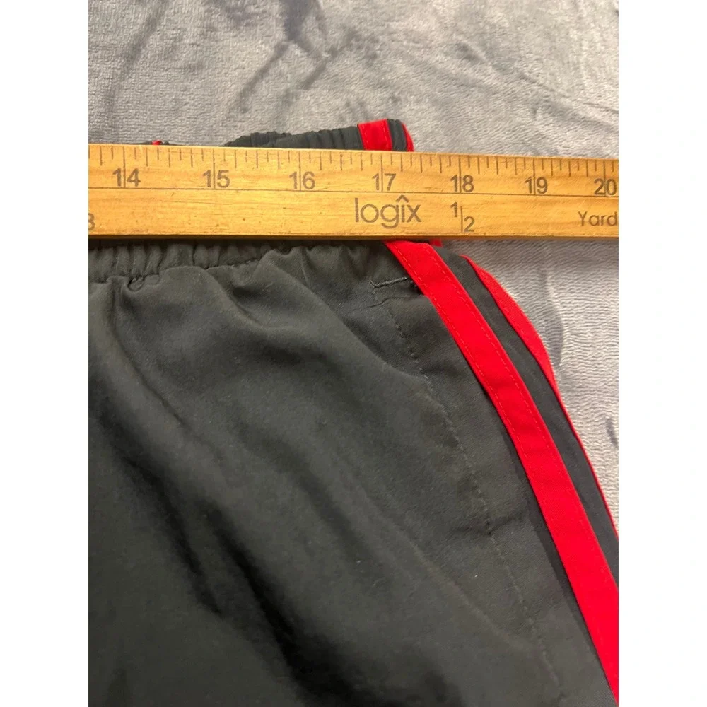 Vintage Adidas‎ Mens Windbreaker Track Pants Black Red Stripes Zipper Cuffs XL